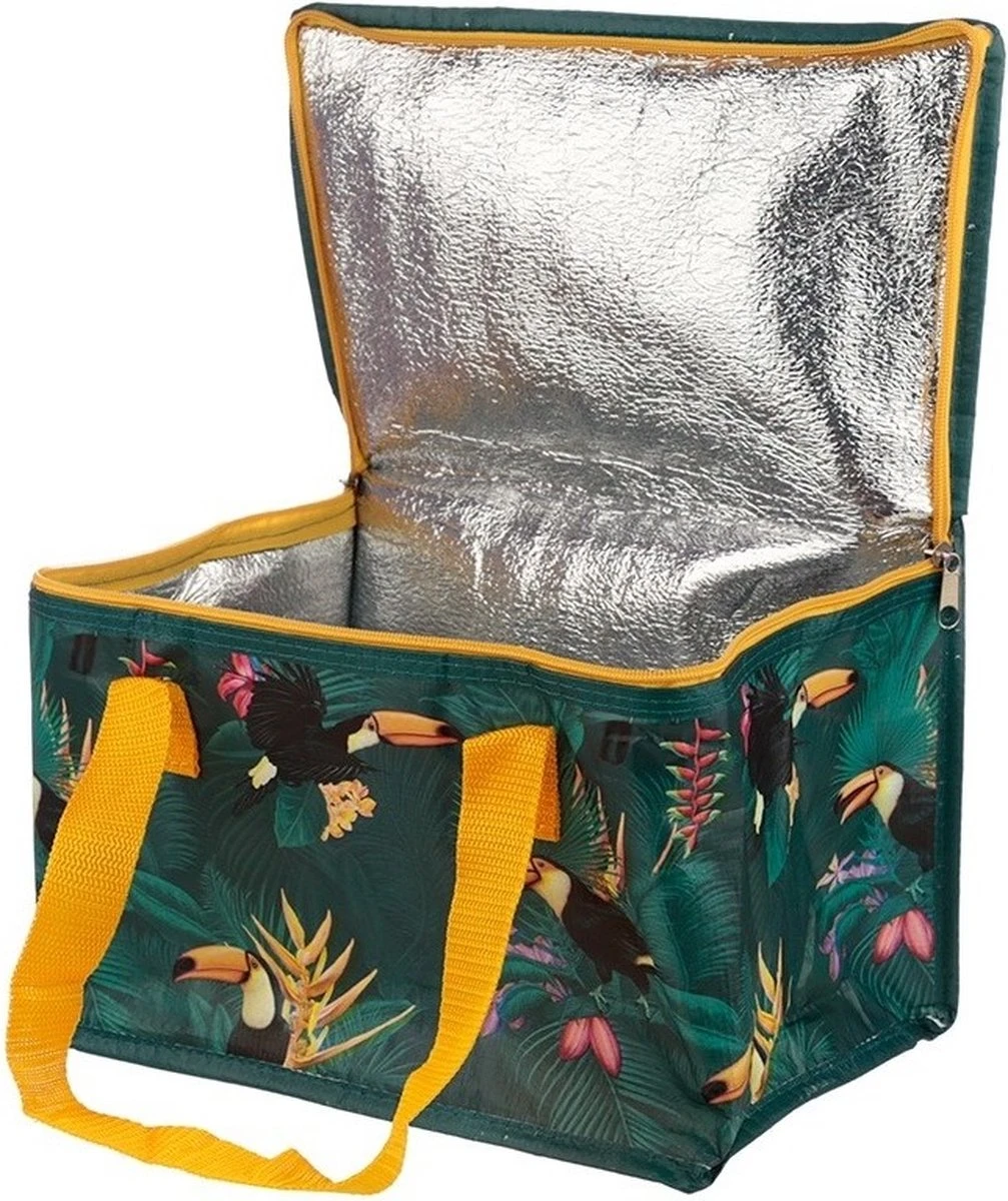 Koeltas Toekan/tropische Print Groen 29 Cm 12 Liter - Koelboxen/koeltassen - Picknick/strand 4 Koeltas Toekan/tropische Print Groen 29 Cm 12 Liter - Koelboxen/koeltassen - Picknick/strand - Afbeelding 2