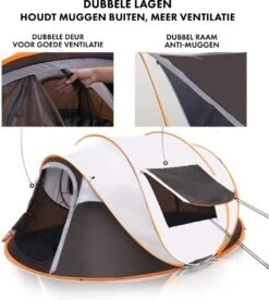 Fly Lab Luxe Pop Up Tent - Kampeer Tent - Grijs/Oranje - 4 Persoons -Beste Kampeer Winkel 1072x1200