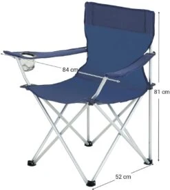 Set Van 2 Opvouwbare Campingstoelen, Klapstoelen Voor Buiten, Comfortabel, Met Armleuningen En Bekerhouders, Stabiel Frame, Draagvermogen 120 Kg - Blauw -Beste Kampeer Winkel 1078x1200