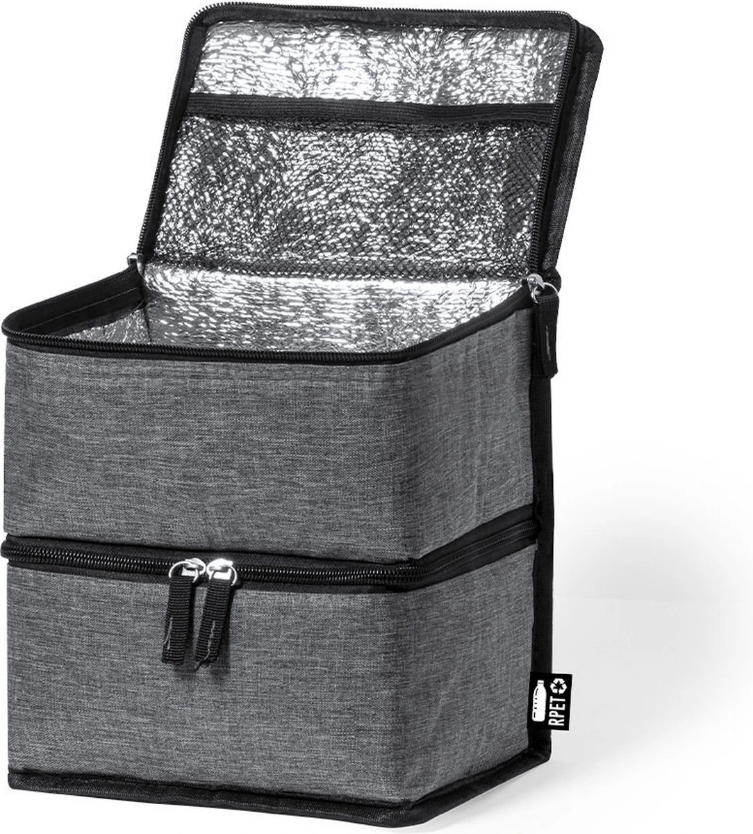 Merkloos Koeltas Met Dubbel Compartiment - Lunchtas - Koeltasje Lunch - Koelelementen - Koud - Warm - Isolatie - Volwassenen - Dames - Heren - 14 X 22 Cm - Polyester - RPET - Aluminium - Grijs 6 Merkloos Koeltas Met Dubbel Compartiment - Lunchtas - Koeltasje Lunch - Koelelementen - Koud - Warm - Isolatie - Volwassenen - Dames - Heren - 14 X 22 Cm - Polyester - RPET - Aluminium - Grijs - Afbeelding 4