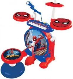 Lexibook Spider-Man Elektronische Drumkit Voor Kinderen, Realistisch Drumgeluid, 8-toetsen Toetsenbord, Mp3-stekker, Inclusief Stoel, Blauw/rood, K610SP -Beste Kampeer Winkel 1116x1200