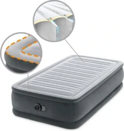 Intex Luchtbed - 1-Persoons - 99 X 191 X 46 Cm - Grijs - Met Ingebouwde Pomp, Hoeslaken Zwart En Reparatieset -Beste Kampeer Winkel 1133x1200 3