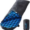 Skandika Dundee Flannel-L Slaapzak – Mummmieslaapzakken – Slaapzakken Volwassen - Maat M – Unisex - Katoen, Luxe Kwaliteit, Dubbele Slaapzak, 3 Seizoenen, Tot -20°C - 220 X 80 Cm - Outdoor Kampeerslaapzak – Ritssluiting Links - Zwart/blauw -Beste Kampeer Winkel 1151x1200 3