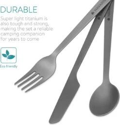 Navaris Campingbestek Van Titanium - Set Met Vork, Mes En Lepel - Bestekset Voor Onderweg En Op Reis - Inclusief Karabijnhaak En Bewaarzakje -Beste Kampeer Winkel 1152x1200 4