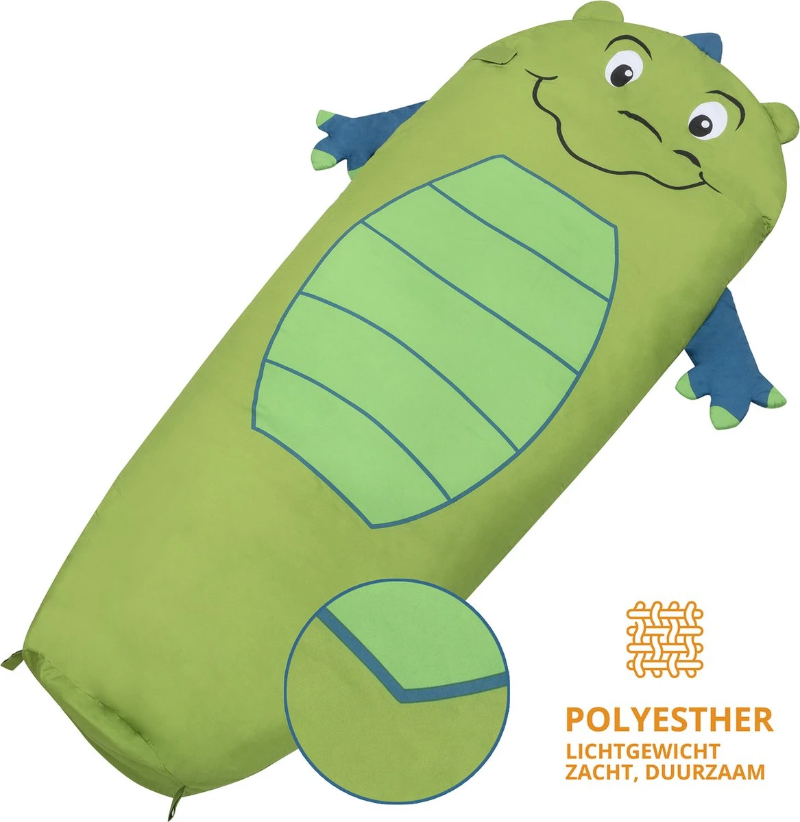 Dutch Mountains Kinderslaapzak Nijlpaard - 170 X 70cm Polyester - Zacht Lichtgewicht – Opberghoes 4 Dutch Mountains Kinderslaapzak Nijlpaard - 170 X 70cm Polyester - Zacht Lichtgewicht – Opberghoes - Afbeelding 2