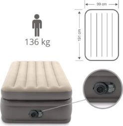 Intex Prime Comfort - Luchtbed - 1-Persoons - 99x191x51 Cm (BxLxH) - Grijs - Met Ingebouwde Motorpomp -Beste Kampeer Winkel 1167x1200 7