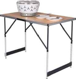 Kamyra® Campingtafel Inklapbaar - Kampeertafel, Partytafel - Opvouwbaar, Lichtgewicht & In Hoogte Verstelbaar - Aluminium/Hout -Beste Kampeer Winkel 1169x1200