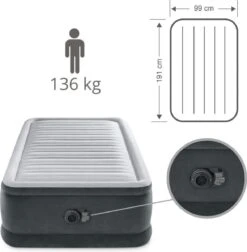 Intex Luchtbed - 1-Persoons - 99 X 191 X 46 Cm - Grijs - Met Ingebouwde Pomp, Hoeslaken Zwart En Reparatieset -Beste Kampeer Winkel 1177x1200 6