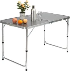 Casaria Campingtafel – Inklapbaar Verstelbaar - 120x60x70 Cm Grijs -Beste Kampeer Winkel 1185x1200