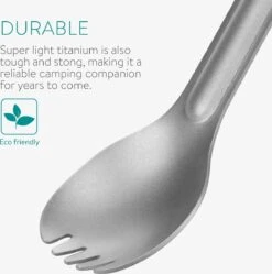Navaris 2x Spork Met Extra Lange Handgreep - Set Van 2 - Campingbestek Van Titanium - Bestek Voor Onderweg - Lichtgewicht - Inclusief Bewaarzakje -Beste Kampeer Winkel 1188x1200 1