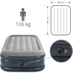 Intex Luchtbed - 1-Persoons - 99 X 191 X 42 Cm - Grijs - Met Pomp, Hoeslaken Zwart En Reparatieset -Beste Kampeer Winkel 1189x1200 6