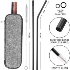 House Of Husk Reisbestek - Reis Bestekset - Chopsticks - Metalen Rietjes Met Borstel - Lepel - Vaatwasserbestendig - RVS - 7 Delig - Zwart -Beste Kampeer Winkel 1193x1200 4