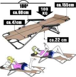 Ligstoel Opvouwbaar 155x60cm - Lichte Ligbed Relaxstoel Tuinstoel Campingstoel Strandstoel -Beste Kampeer Winkel 1196x1200