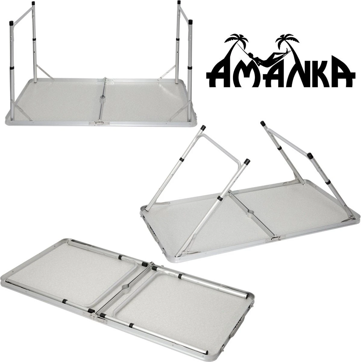 Aluminium Kampeertafel 120x60cm - Campingtafel Inklapbaar - 3-voudig Verstelbare Vouwtafel Antraciet 5 Aluminium Kampeertafel 120x60cm - Campingtafel Inklapbaar - 3-voudig Verstelbare Vouwtafel Antraciet - Afbeelding 3