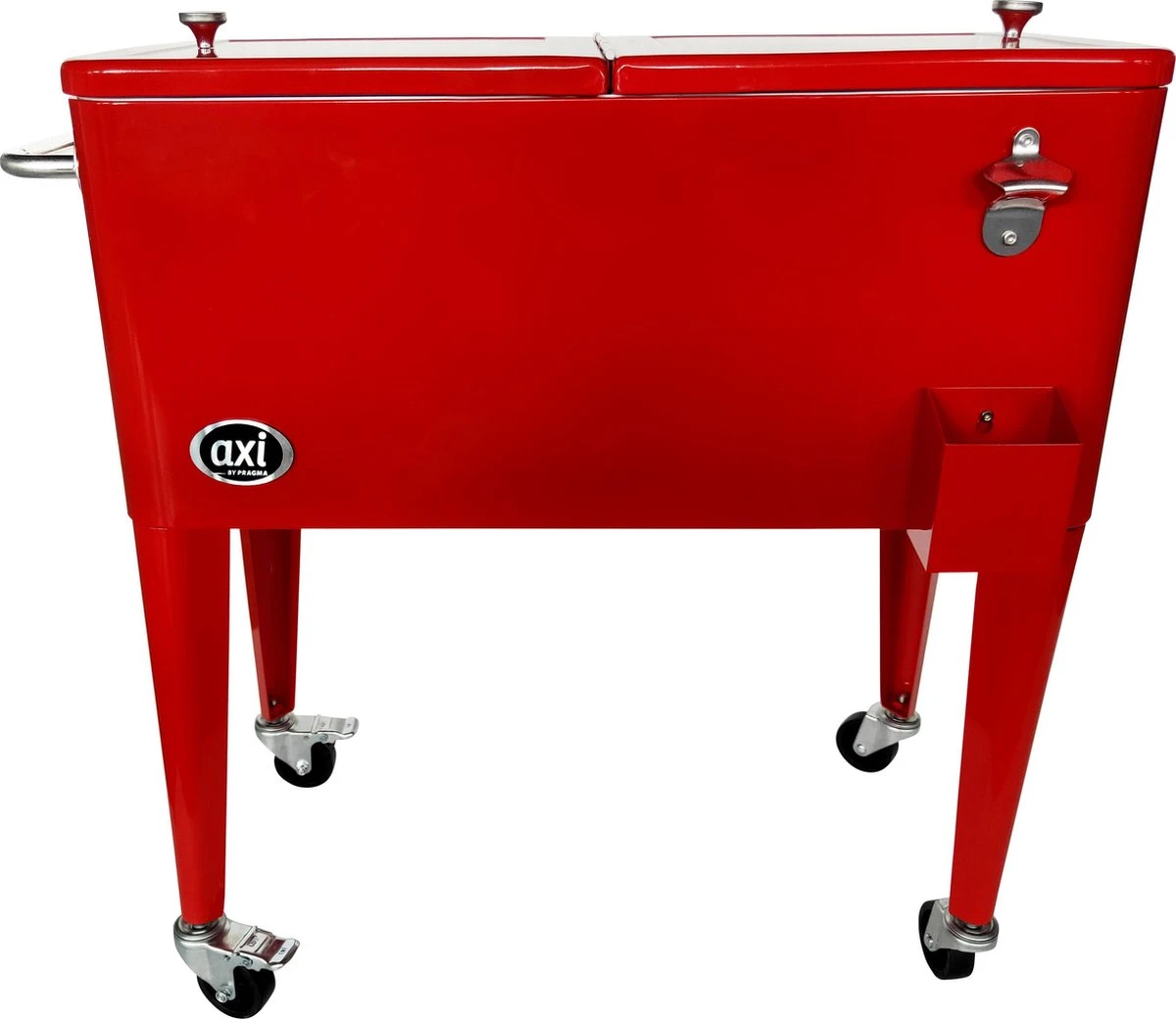 AXI Retro Cooler Rood - Koeler Met Wielen - 76L Inhoud - Koelbox Met Aftapkraan 4 AXI Retro Cooler Rood - Koeler Met Wielen - 76L Inhoud - Koelbox Met Aftapkraan - Afbeelding 2
