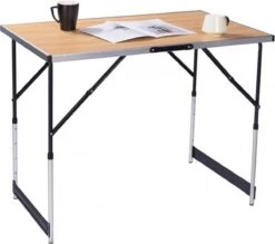 Kamyra® Campingtafel Inklapbaar - Kampeertafel, Partytafel - Opvouwbaar, Lichtgewicht & In Hoogte Verstelbaar - Aluminium/Hout -Beste Kampeer Winkel 1200x1066