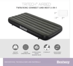 Bestway 3-in-1 Luchtbed - Connect - Zwart - 188x99cm - PVC/Polyester - Single, Double Single En Twin Opblaasbed - Tritech Materiaal - I-Beam Constructie -Beste Kampeer Winkel 1200x1090 2