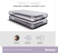 Bestway 3-in-1 Luchtbed - Connect - Zwart - 188x99cm - PVC/Polyester - Single, Double Single En Twin Opblaasbed - Tritech Materiaal - I-Beam Constructie -Beste Kampeer Winkel 1200x1090 3