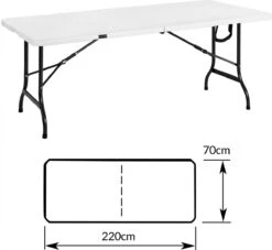 Casaria Tuintafel Opvouwbaar – Met Draaggreep 220x70 Cm – Wit -Beste Kampeer Winkel 1200x1101