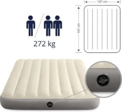 Intex Luchtbedset Intex Luchtbed - Twijfelaar - 137 X 191 X 25 Cm - Beige + Intex Elektrische Pomp - 650 Liter/min + Hoeslaken Zwart + Reparatieset -Beste Kampeer Winkel 1200x1102 3