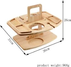 Merkloos Houten Outdoor Wijntafel Draagbare Houten Picknicktafel Mini Campingtafels Met Wijnglas Houder Voor Tuin Outdoor Camping Picknick Strand - Plataan Hout - Wijn -Beste Kampeer Winkel 1200x1122