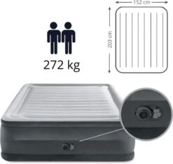 Intex Luchtbed - 2-Persoons - 152 X 203 X 33 Cm - Grijs - Met Ingebouwde Pomp, Hoeslaken Wit En Reparatieset -Beste Kampeer Winkel 1200x1138 4