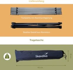 Skandika Ruka S Kleine Campingtafel – Campingtafels - Aluminium Campingtafel, Opvouwbaar, Zeer Licht, Eenvoudig Te Monteren, Stabiele Standaard - Opvouwtafel Voor Kamperen, Tenten Wandelen, Reizen, Thuis, Tuin – Tot Max. 20 Kg. - Grijs -Beste Kampeer Winkel 1200x1143