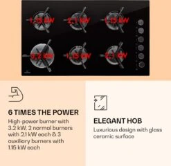 Trifecta 6 Gaskookplaat 6-pits Grote, Normale En Extra Glaskeramische Branders -Beste Kampeer Winkel 1200x1167 6
