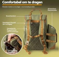 Cabinmax Koeltas - Koelrugzak - Picknick - Picknicktas Met Flessenhouder - Koelrugtas 24L - Olive Green -Beste Kampeer Winkel 1200x1169 1
