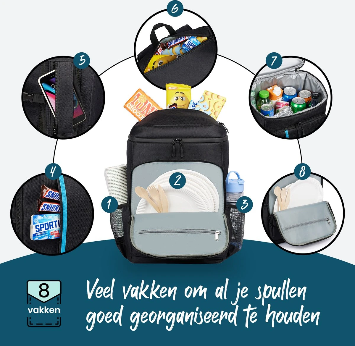 Sunflake Koelrugzak Groot - Lunchtas - Koeltas Backpack Voor Dames & Heren - Zwart 8 Sunflake Koelrugzak Groot - Lunchtas - Koeltas Backpack Voor Dames & Heren - Zwart - Afbeelding 6