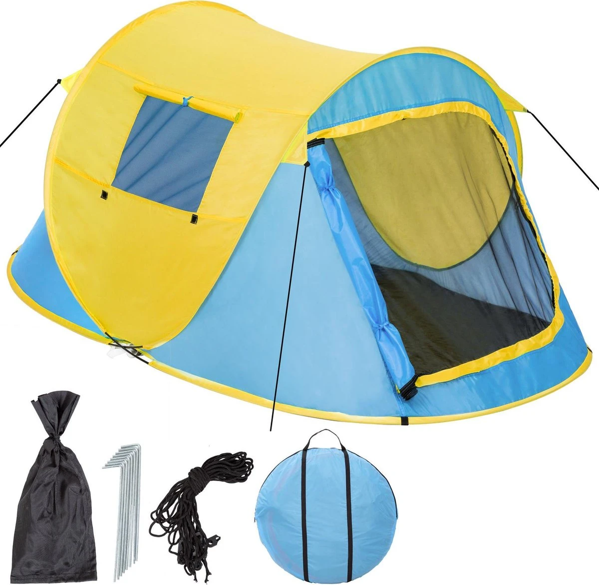 Pop Up Tent Waterkolom 1500 Mm/Cm² - Blauw - 2 Persoons 3 Pop Up Tent Waterkolom 1500 Mm/Cm² - Blauw - 2 Persoons