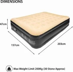 Merkloos Avenli 88030 Hoog Verhoogd Gevlokt Luchtbed | Queensize | Ingebouwde Pompen | Snelle En Gemakkelijke Inflatie -Beste Kampeer Winkel 1200x1173 2