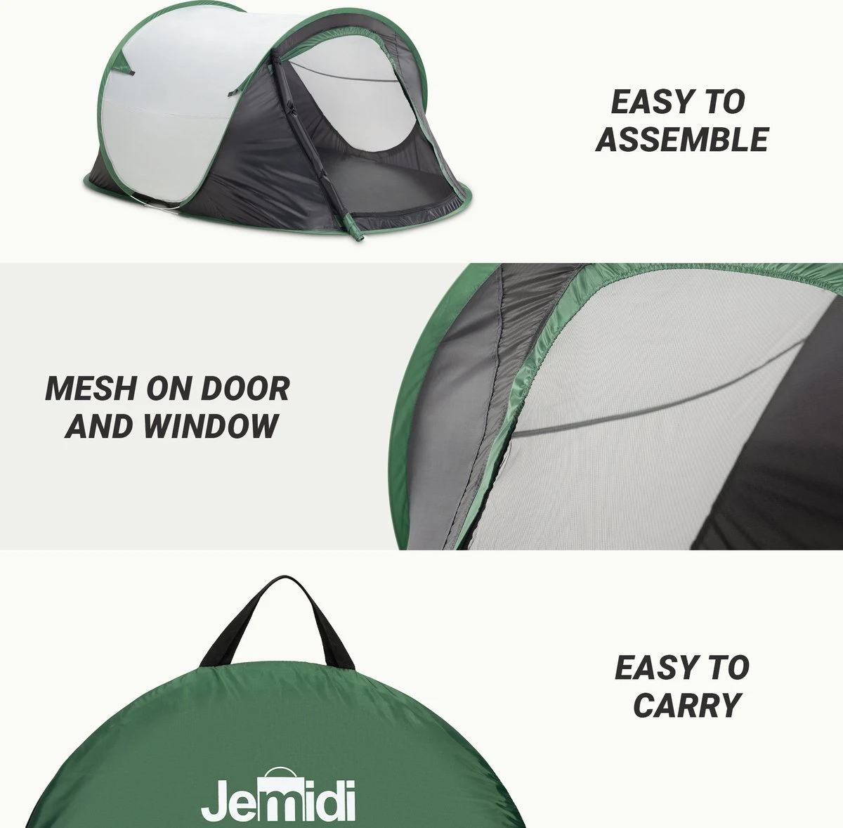 JEMIDI Tweepersoons Pop-up Tent - Opgooitent, Werptent Voor 2 Personen - Ideaal Als Festivaltent Of Kampeertent - Verschillende Kleuren 13 JEMIDI Tweepersoons Pop-up Tent - Opgooitent, Werptent Voor 2 Personen - Ideaal Als Festivaltent Of Kampeertent - Verschillende Kleuren - Afbeelding 11