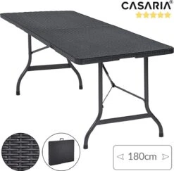 Casaria Tuintafel Opvouwbaar – Met Draaggreep 180x75 Cm – Zwart -Beste Kampeer Winkel 1200x1180