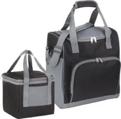 Basis Sterke Koeltas Set - 25 + 10 Liter - Lunchtas - Geïsoleerde Koeltassen - Picknicktas - Coolerbag - Zwart
