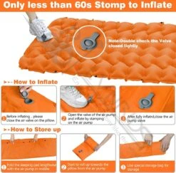LVNRIDS Isomat, Zelfopblazend, Ultralicht, Luchtmatras, Camping, Zelfopblaasbaar, Opblaasbaar Matras, 3,9 Inch Dik, Met Voetperspomp En Kussen, Voor Camping, Reizen, Outdoor, Wandelen, Strand, Oranje -Beste Kampeer Winkel 1200x1182 19