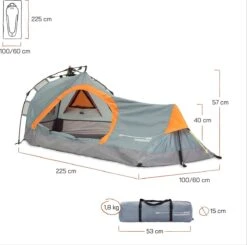 Where Tomorrow Solo Tent Pop Up 225X100X57 Cm - Grijs - 1 Persoons -Beste Kampeer Winkel 1200x1190 8