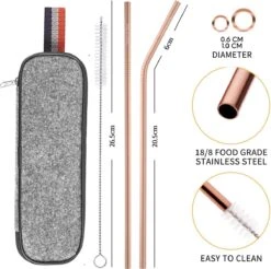 House Of Husk Reisbestek - Reis Bestekset - Chopsticks - Metalen Rietjes Met Borstel - Lepel - Vaatwasserbestendig - RVS - 7 Delig - Rose Goud -Beste Kampeer Winkel 1200x1193 6