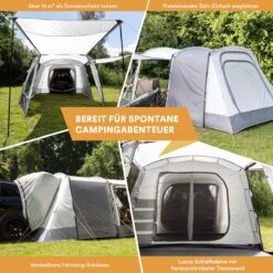 Skandika Pitea XL UP Tent – Koepeltenten - Autotent – 4 Persoons Campingtent Voor SUV, Caddy, Auto, CUV – Vrijstaand – Met/zonder Slaapcabine – Max. Stahoogte 200 Cm – Waterdicht Met 3000mm Waterkolom - 515 X 300 X 200 Cm (LxBxH) – Kamperen - Grijs -Beste Kampeer Winkel 1200x1200 1005