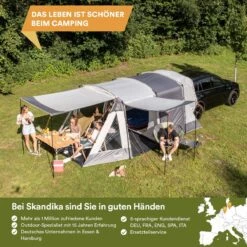 Skandika Pitea XL UP Tent – Koepeltenten - Autotent – 4 Persoons Campingtent Voor SUV, Caddy, Auto, CUV – Vrijstaand – Met/zonder Slaapcabine – Max. Stahoogte 200 Cm – Waterdicht Met 3000mm Waterkolom - 515 X 300 X 200 Cm (LxBxH) – Kamperen - Grijs -Beste Kampeer Winkel 1200x1200 1006
