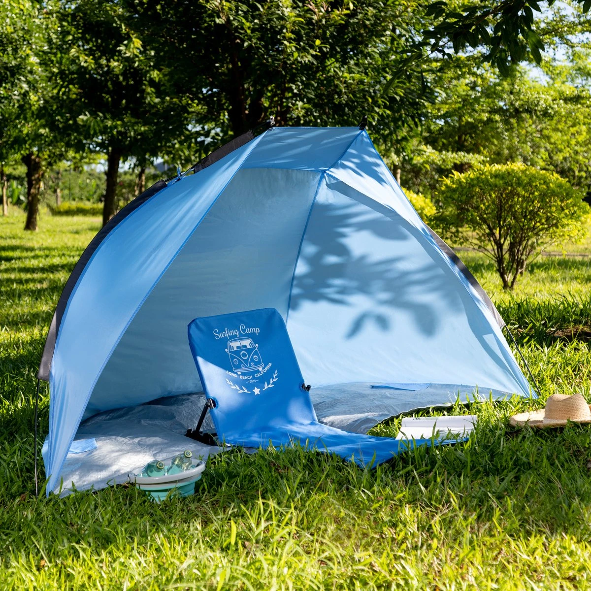 Navaris Windscherm Voor Het Strand - Zon- En Windbescherming Voor Drie Personen - Pop-up Speeltent Met UV- Bescherming - Beach Shelter Met Draagtas 7 Navaris Windscherm Voor Het Strand - Zon- En Windbescherming Voor Drie Personen - Pop-up Speeltent Met UV- Bescherming - Beach Shelter Met Draagtas - Afbeelding 5