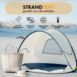 Deryan Luxe Pop Up Strandtent - Anti-UV 50+ - Cream -Beste Kampeer Winkel 1200x1200 1054