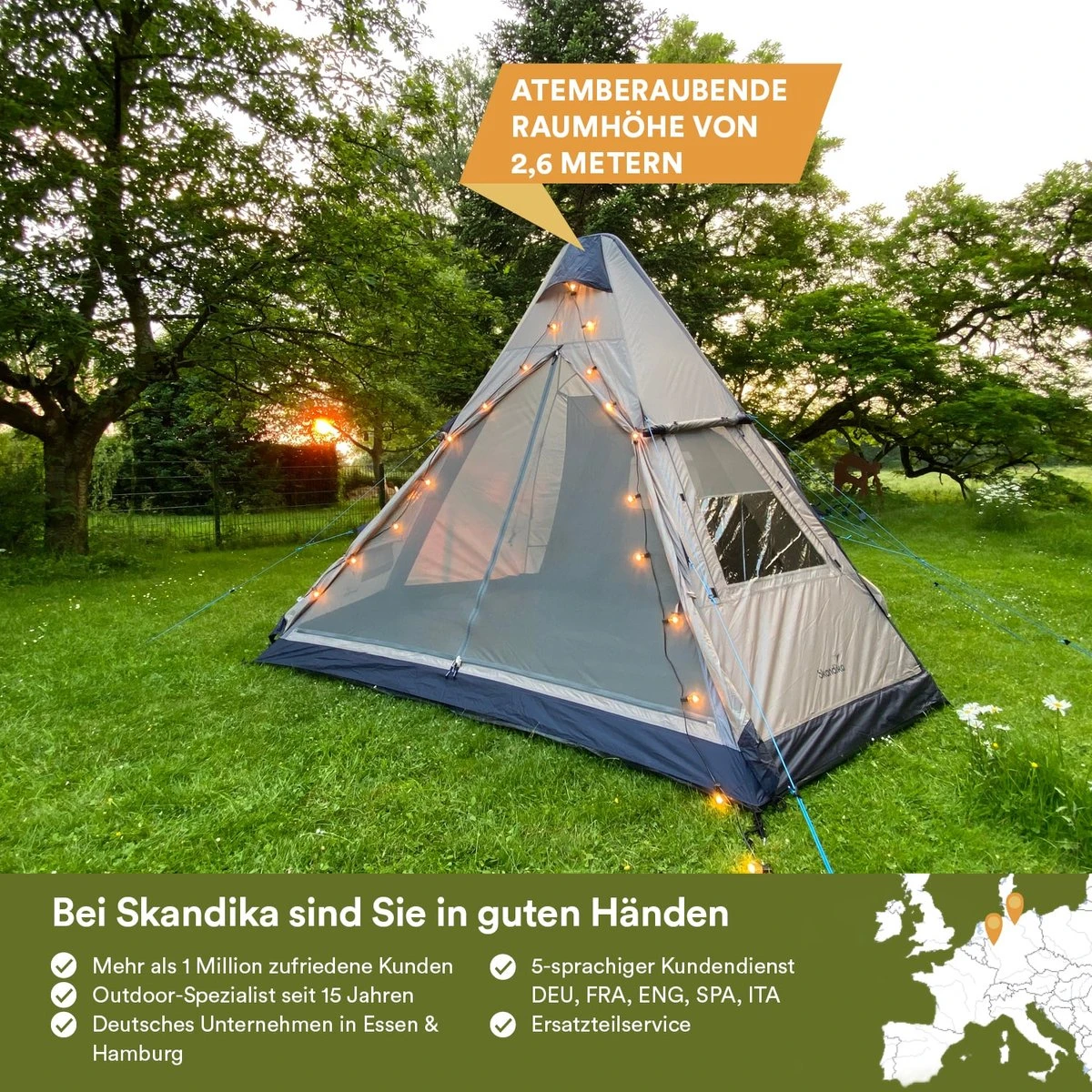 Skandika Tipi Kotona Air Opblaasbare Tent – Opblaasbare Tenten - 4 Persoons Tipi Tent – Tenten - Campingtent – Ingenaaide Tentvloer – Muggengaas – 260 Cm Stahoogte – 490 X 370 X 260 (L X B X H) – Outdoor, Camping, Tuin – Luchttent - Kamperen - Beige 8 Skandika Tipi Kotona Air Opblaasbare Tent – Opblaasbare Tenten - 4 Persoons Tipi Tent – Tenten - Campingtent – Ingenaaide Tentvloer – Muggengaas – 260 Cm Stahoogte – 490 X 370 X 260 (L X B X H) – Outdoor, Camping, Tuin – Luchttent - Kamperen - Beige - Afbeelding 7