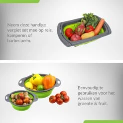 Buxibo - 3-Delige Keuken Vergiet Set Inklapbaar Groen/Grijs -Beste Kampeer Winkel 1200x1200 1151