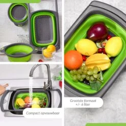 Buxibo - 3-Delige Keuken Vergiet Set Inklapbaar Groen/Grijs -Beste Kampeer Winkel 1200x1200 1152