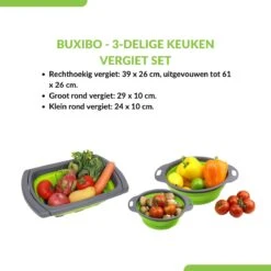 Buxibo - 3-Delige Keuken Vergiet Set Inklapbaar Groen/Grijs -Beste Kampeer Winkel 1200x1200 1153