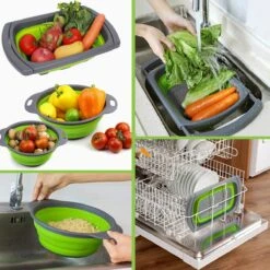 Buxibo - 3-Delige Keuken Vergiet Set Inklapbaar Groen/Grijs -Beste Kampeer Winkel 1200x1200 1158