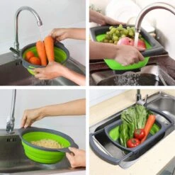 Buxibo - 3-Delige Keuken Vergiet Set Inklapbaar Groen/Grijs -Beste Kampeer Winkel 1200x1200 1159