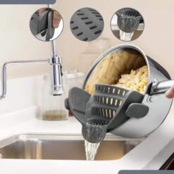 SensaHome- Siliconen Vergiet - Keuken Afgietdeksel - Afgiethulp - Siliconen - BPA Vrij - Grijs -Beste Kampeer Winkel 1200x1200 1166