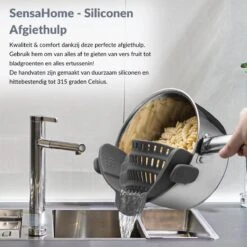 SensaHome- Siliconen Vergiet - Keuken Afgietdeksel - Afgiethulp - Siliconen - BPA Vrij - Grijs -Beste Kampeer Winkel 1200x1200 1171